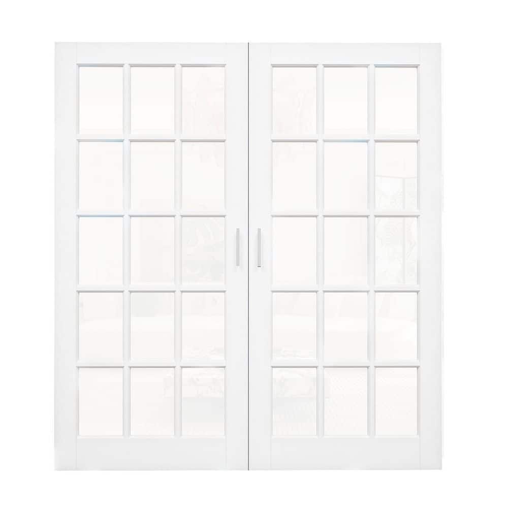 ARK DESIGN 72 in. x 80 in. 15 Lite Clear Glass White Solid Core Glass ...