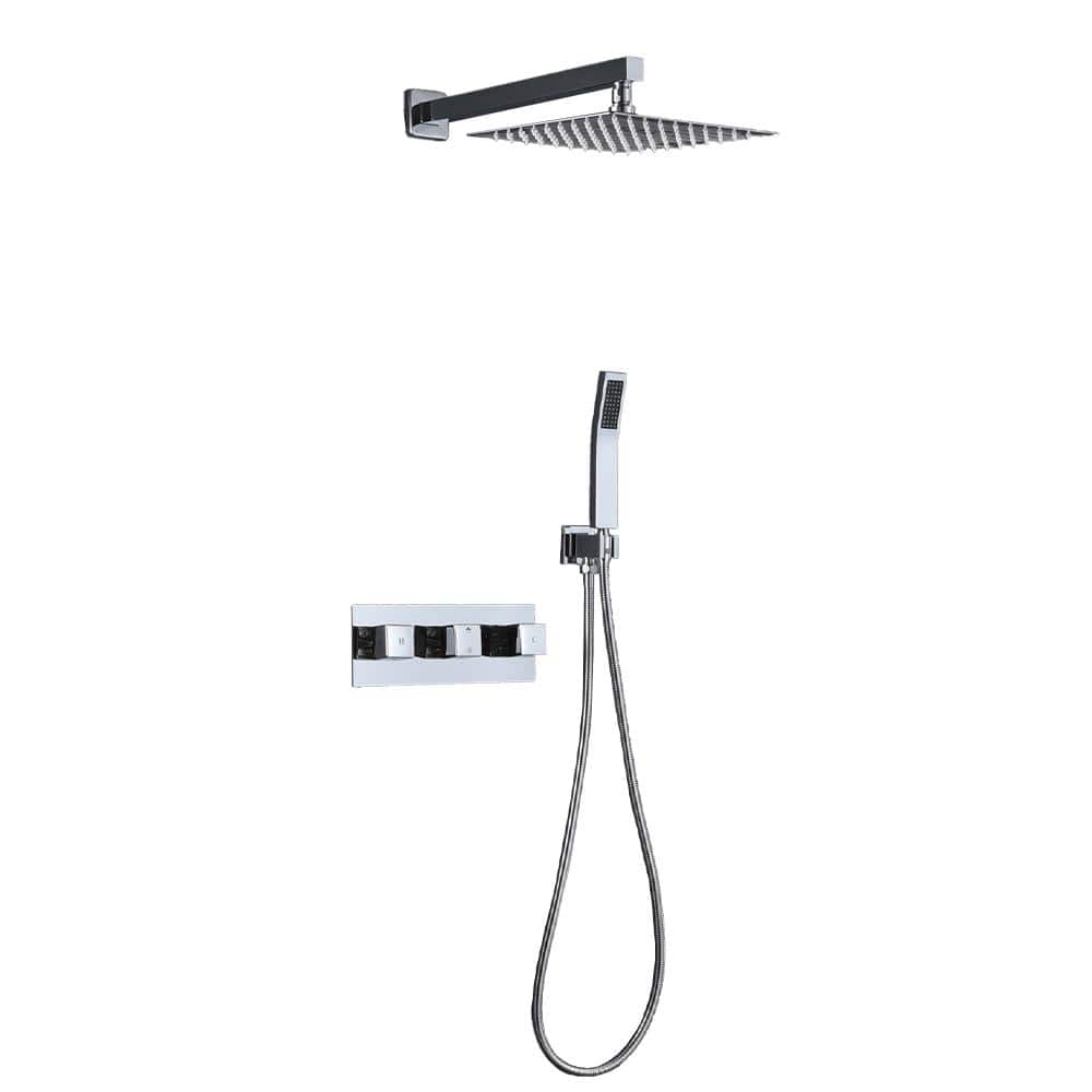 cadeninc 3Handle 1Spray Patterns with 2 GPM 12 in. Wall Mount Dual