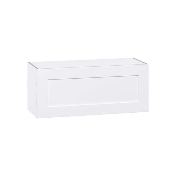 J COLLECTION Roseland 36 in. W x 14 in. D x 15 in. H Assembled Shaker Wall Bridge Kitchen Cabinet in Warm White with Lift Up Door