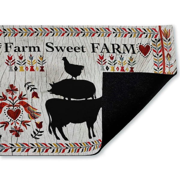 Sweet Farm Rustic Boho Black 18 in. x 30 in. Polyester Non-Slip Outdoor Door Mat