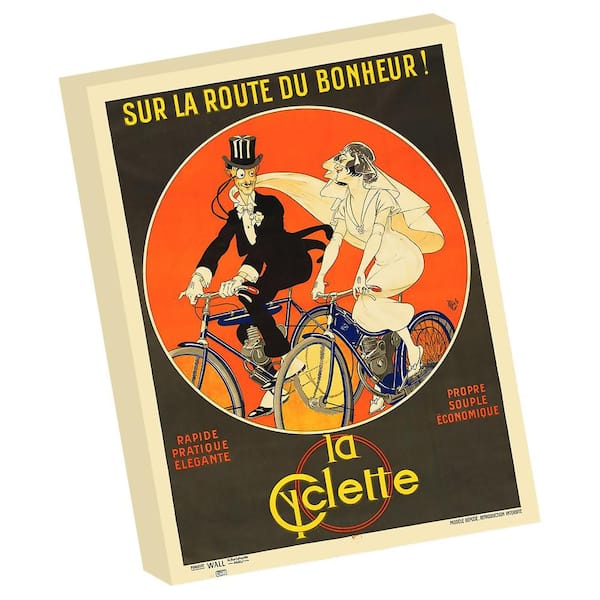 VENICE BEACH Collections Sur La Route Du Bonheur-La Cyclette Vintage French Cycling Poster, Grotto Studios Unframed Print 24 in. x 18 in.