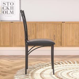 Dining Chairs Set of 8 with Steel Legs, Ergonomic Back, PU Leather Cushioned Seats for Kitchen and Living Room, Black