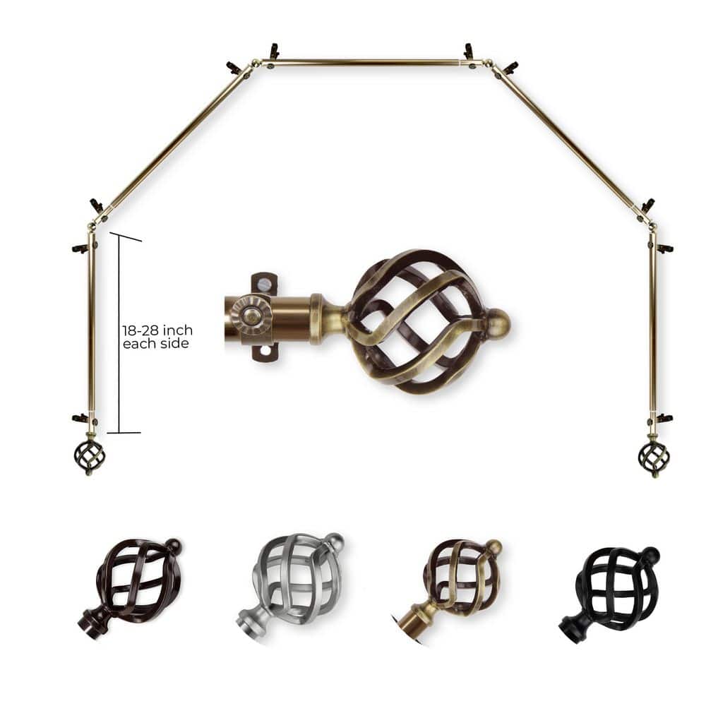 "13/16"" Twist 5-Sided Bay Window Curtain Rod (18-28 inch each side)-Antique Brass" price history on PriceWatchPro