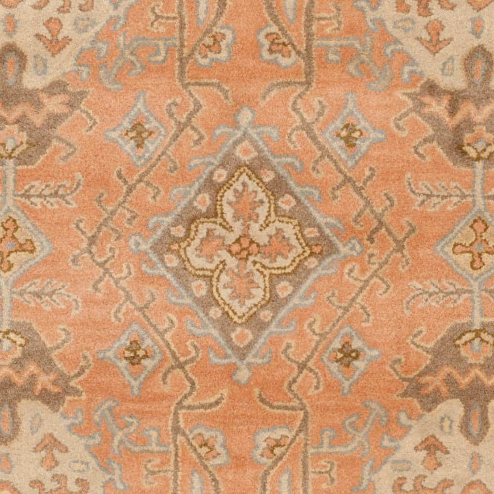Handmade Terracotta Floral Wool Area Rug, 8'9" x 12'