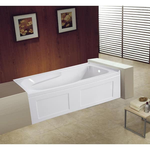 Modern 5 ft. Acrylic Right-Hand Drain Rectangular Alcove Bathtub in White