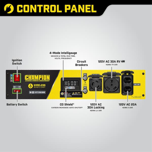 Champion Power Equipment - 4550/3650-Watt Gasoline Powered Portable Generator With Co Shield and Wireless Remote Start