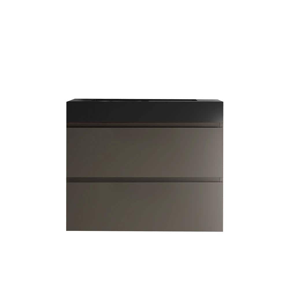 30 in. W Single Sink Wall-Mounted Bath Vanity in Gray with Black Engineered Quartz Composite Top Unassembled price history on PriceWatchPro