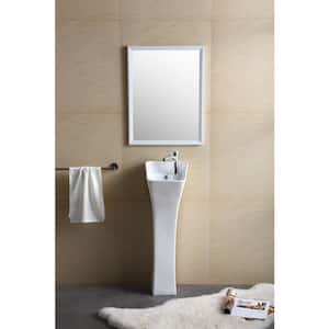 Windfield 11 in. W x 12.62 in. L Modern White Porcelain Freestanding Pedestal Sink and Basin Combo with Overflow