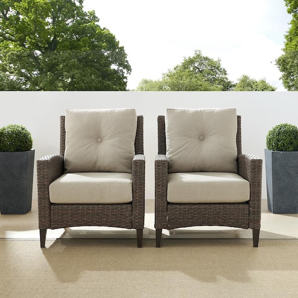 Crosley Furniture Rockport High Back Wicker Outdoor Lounge Chair With Oatmeal Cushions 2 Pack Ko70210lb Ol The Home Depot - High Back Wicker Patio Set