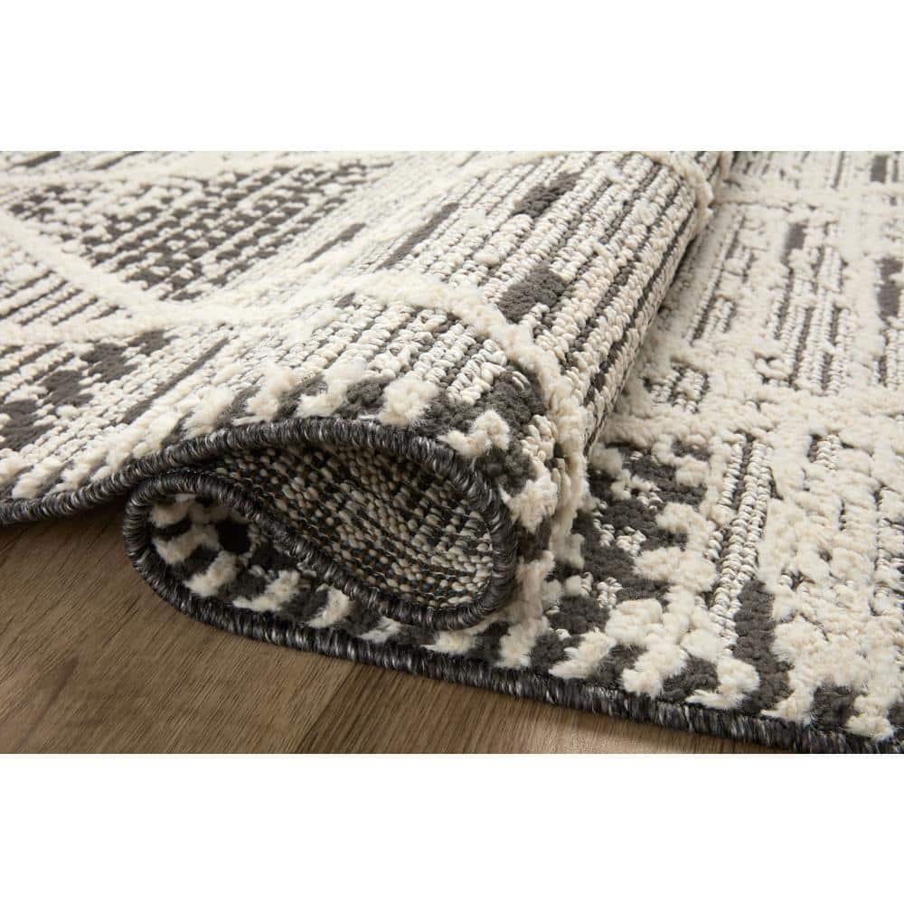 Fabian Charcoal Diamond Handmade Wool Blend Area Rug - 9'2" x 13'