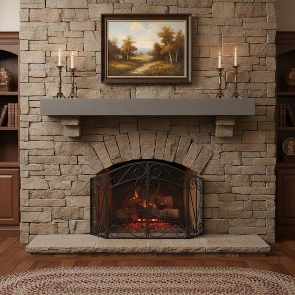 Hot Grey Flat Fir Wood 60 in. Decorative Wall-Mounted Floating