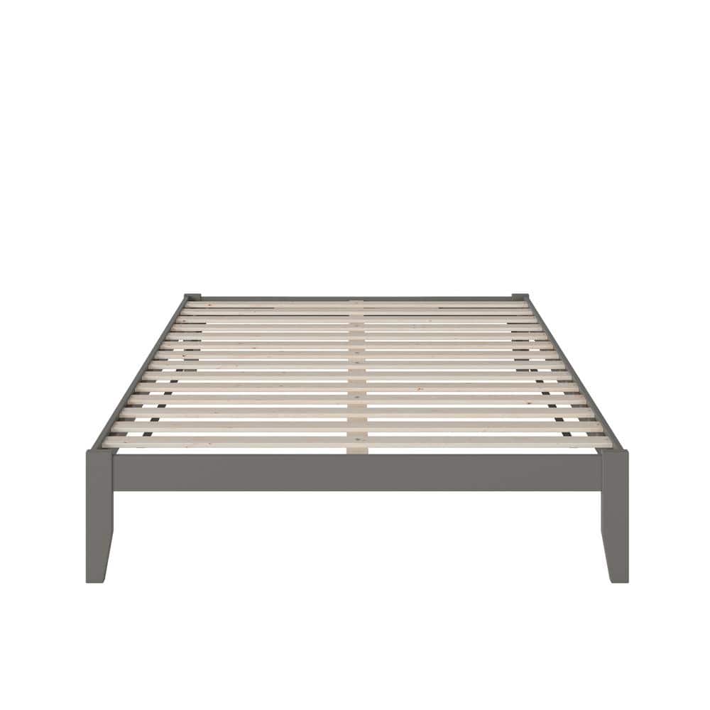 Colorado Queen Gray Upholstered Wood Platform Bed with Slats