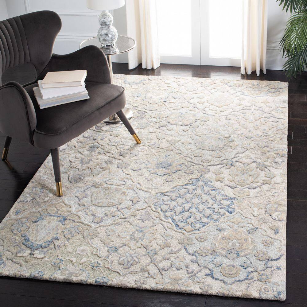 Elegance Hand-Tufted Wool and Viscose Blend Gray Area Rug, 4' x 6'