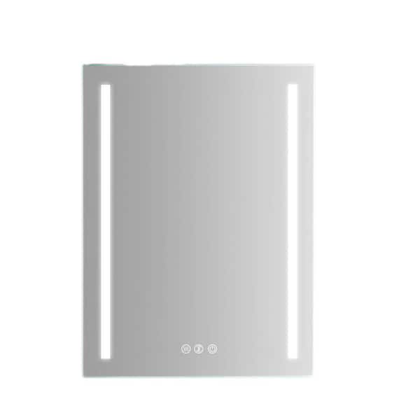 EPOWP 24 in. W x 32 in. H Large Rectangular Frameless Anti-Fog Wall Mounted Bathroom Vanity Mirror in Silver