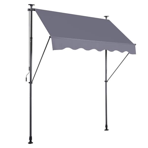 ITOPFOX 7 ft. x 4 ft. Gray Manual Retractable Awning, Non-Screw Outdoor Sun Shade Cover with UV Protection, 100% Polyester Made