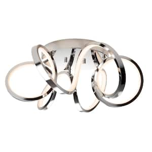 Swirl 19.7 in. Modern Chrome Integrated LED Flush Mount Light