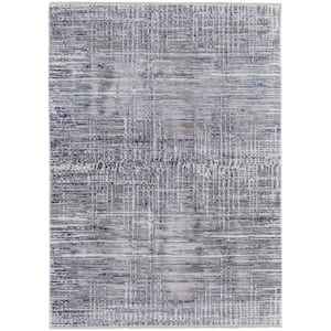 Gray and Blue 2 ft. x 3 ft. Abstract Area Rug