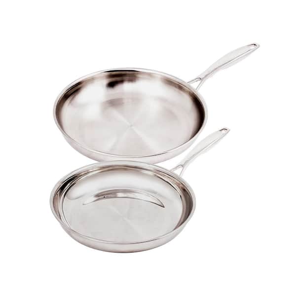 Swiss Diamond Premium Clad Stainless Steel 2 Piece Frying Pan Set (SDCLAD3520i, SDCLAD3528i) 9.5 in. and 11 in.