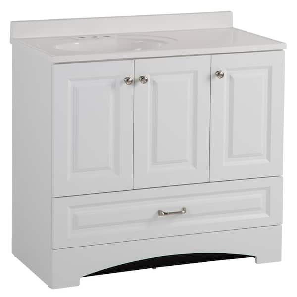 Glacier Bay Lancaster 60 in. W x 19 in. D x 33 in. H Double Sink  Freestanding Bath Vanity in White with White Cultured Marble Top  LC60P2COM-WH - The Home Depot