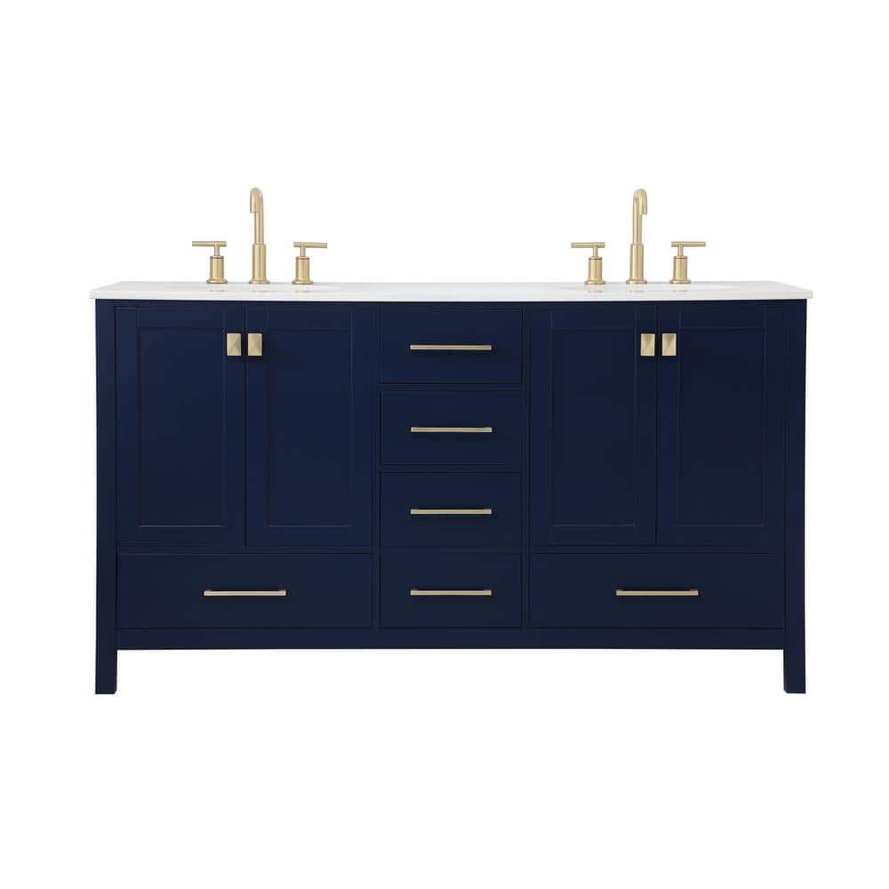 Simply Living 60 in. W x 22 in. D x 34 in. H Double Bath Vanity in Blue wit