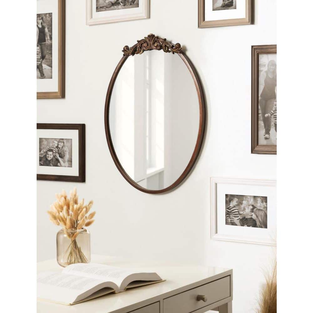 Bronze Oval Baroque Vanity Wall Mirror
