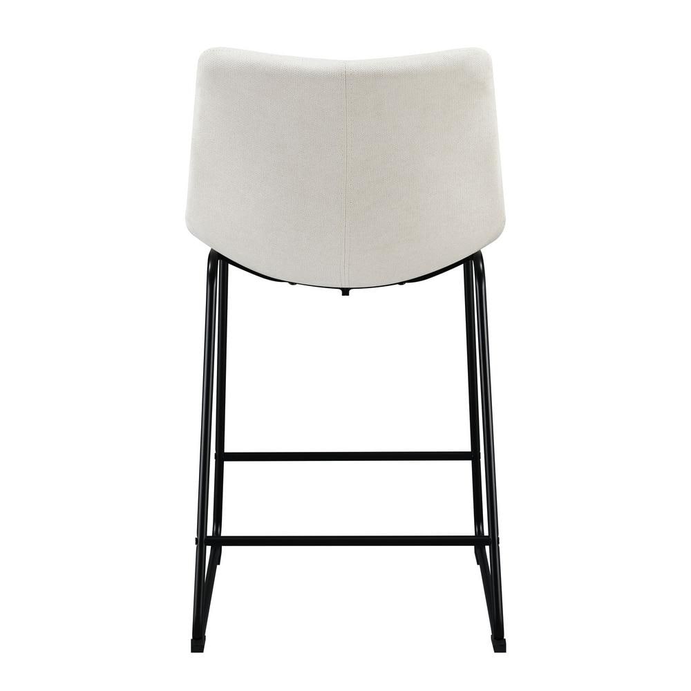 Linen White Industrial Metal & Wood 25" Counter Stool Set