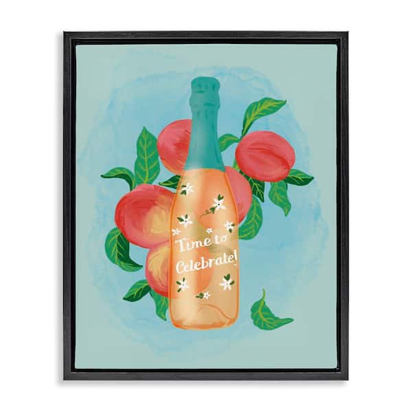 Stupell Industries Champagne with Budding Blooms by Be Ni La Black Floater Frame Food Graphic Art Print 31 in. x 25 in.