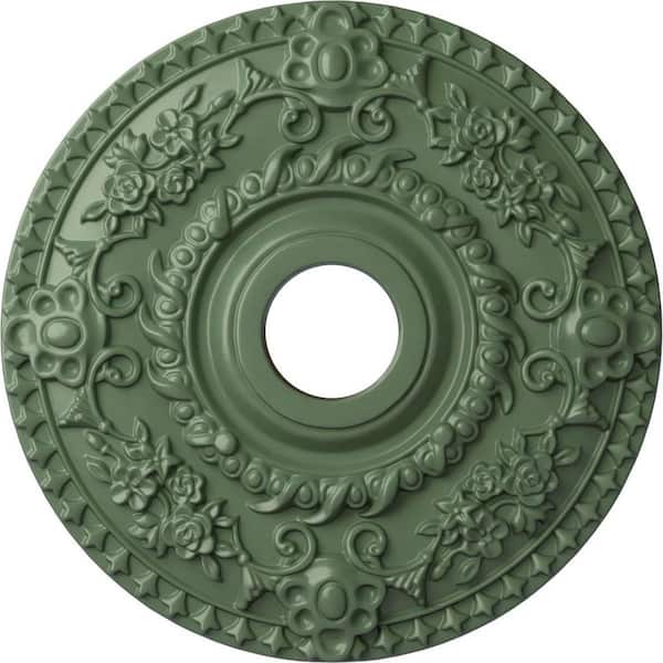Ekena Millwork 1-1/2" x 18" x 18" Polyurethane Rose Ceiling Medallion Moulding, Hand-Painted Athenian Green