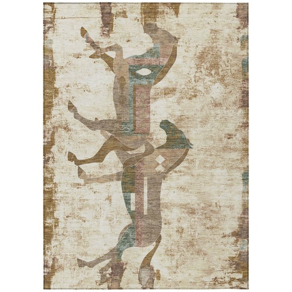 Chantille Machine Washable Indoor/Outdoor Abstract ACN3109 Cream 5 ft. x 7 ft. 6 in. Area Rug