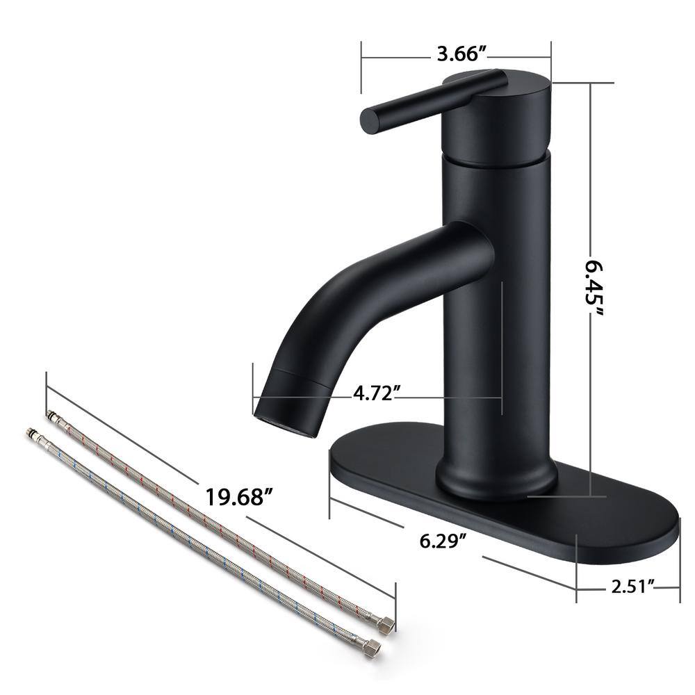 Matte Black Single Handle Stainless Steel Bathroom Faucet