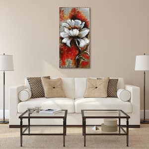 48 in. x 24 in. "Garden Rose 1" Mixed Media Iron Hand Painted Dimensional Wall Art
