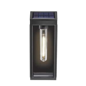 Solar Black LED Outdoor Wall Light; 10 Lumens