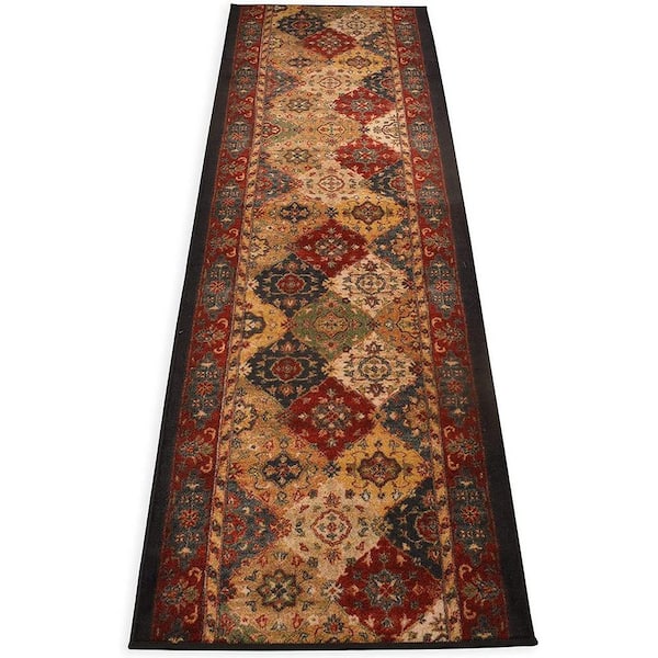 RugStylesOnline Antique Collection Series Vintage Bakhtiari Multicolor 32 in. x 32 ft. Your Choice Length Stair Runner