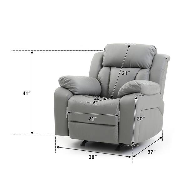 Ottomanson Recliner Chair for Adults, Gray, Easy Assembly, Living Room  Chairs, Manual Recliner with Cupholders and Back Support PRD-RC-13 - The  Home Depot