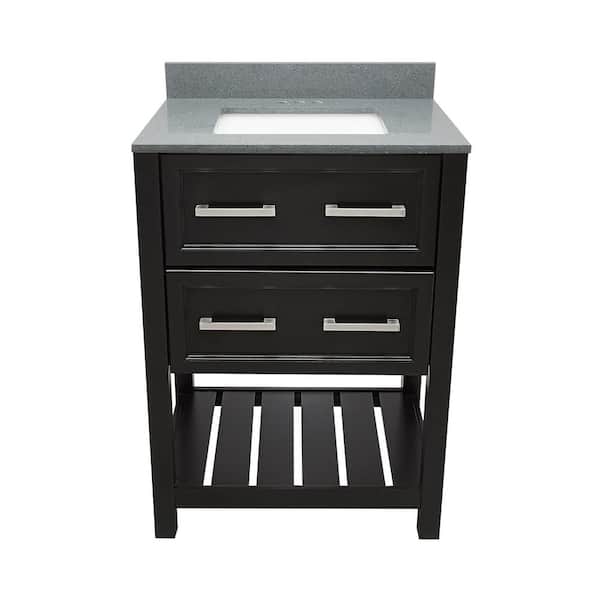 Ella Tremblant 25 in. W x 19 in. D x 36 in. H Bath Vanity in Espresso with Quartz Stone Galaxy Gray Top with White Basin