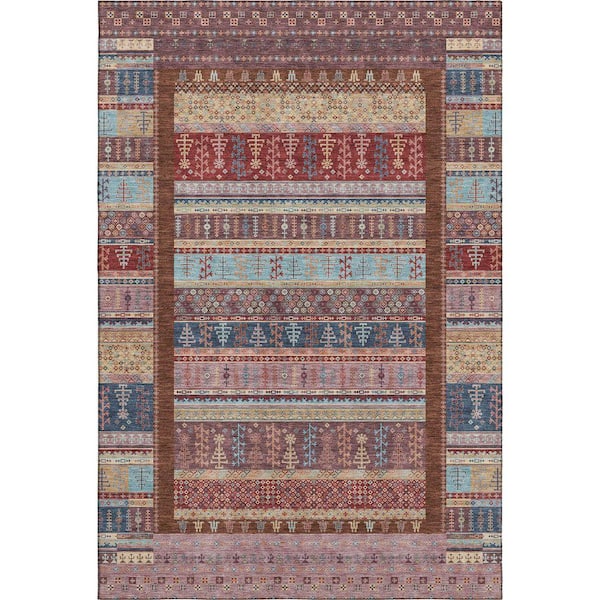 Mayfield Premium Machine Washable Abstract AMF2160 Red 3 ft. x 4 ft. Area Rug
