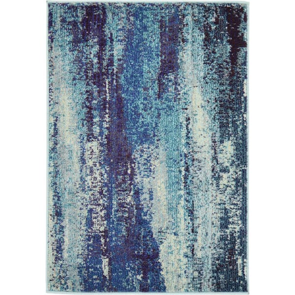 Unique Loom Jardin Lilly Blue 2' 2 x 3' 0 Area Rug