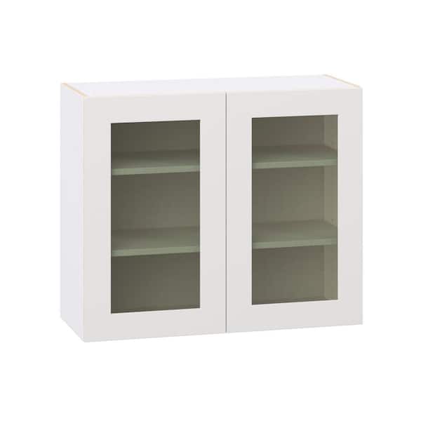J COLLECTION Roseland 36 in. W x 14 in. D x 30 in. H Assembled Shaker Glass Door Specialty Wall Kitchen Cabinet in Warm White