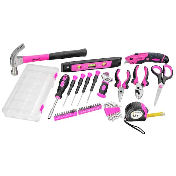 40-Piece All Purpose Household Pink Tool Kit for Girls, Ladies and Women -  Includes All Essential Tools for Home, Garage, Office and College Dormitory