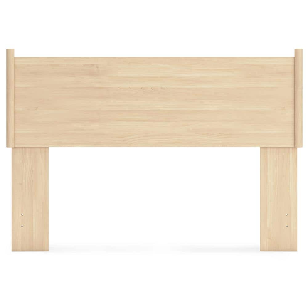 Beige Transitional Queen Platform Wood Bed