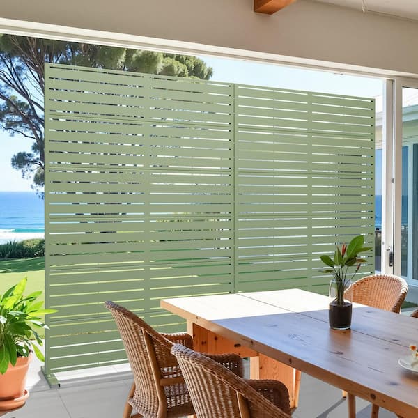 1-Piece 72 in. x 47 in. Rectangle Green Metal Privacy Screen Outdoor Decorative Art Panel