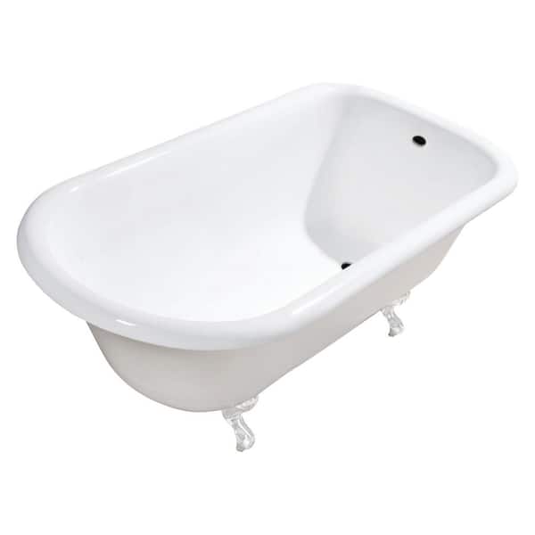 Kingston Brass Aqua Eden 48 in. x 30 in. Cast Iron Clawfoot Non-Whirlpool Bathtub in White