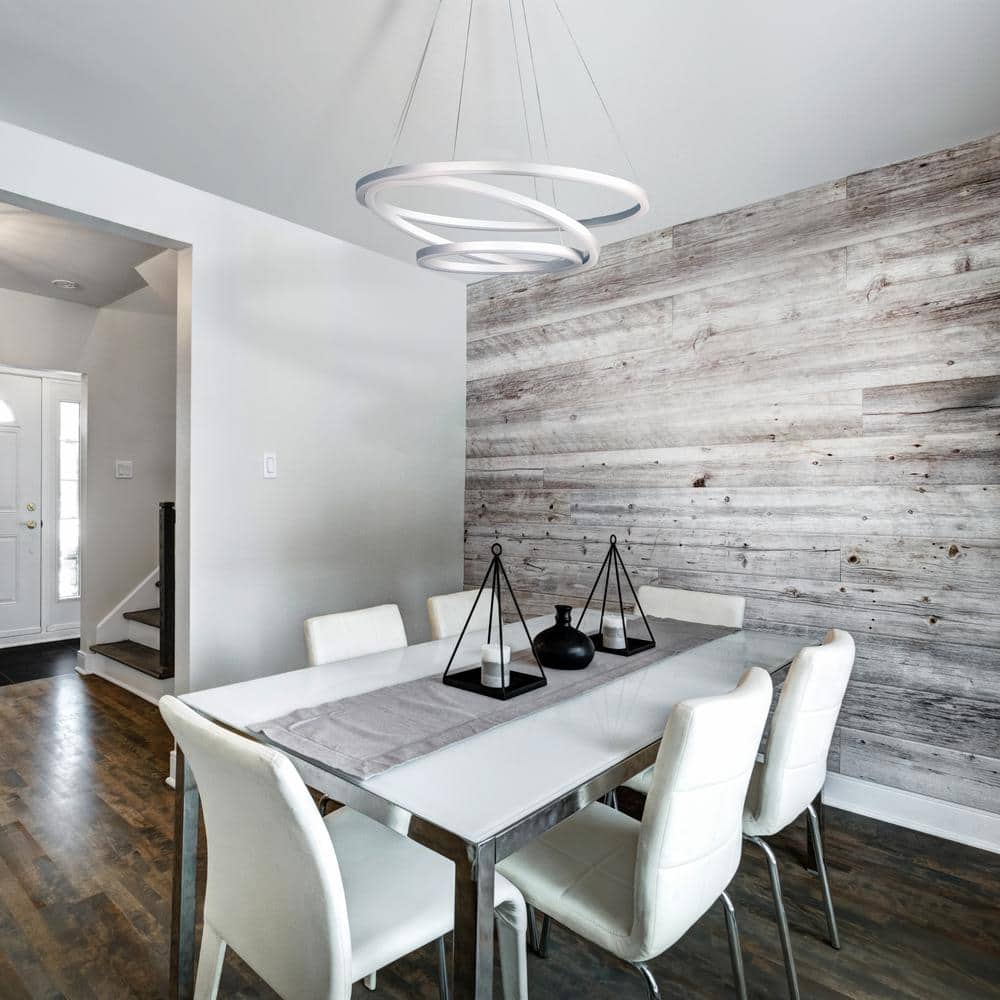 Tania Trio 32-Inch Silver Aluminum LED Chandelier