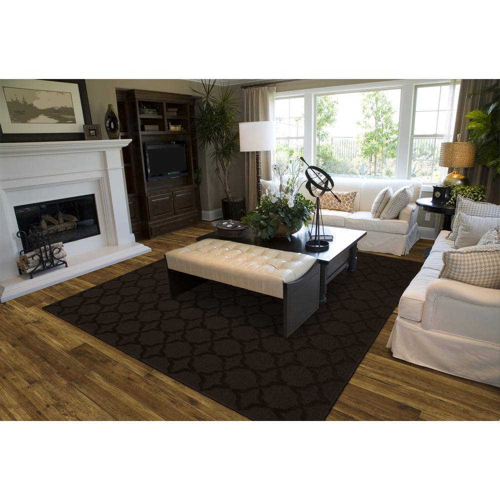 Mocha Trellis 5' x 7' Tufted Synthetic Area Rug