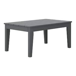 Laguna Outdoor Patio Weather Resistant Poly Plastic Rectangle Coffee Table in Gray