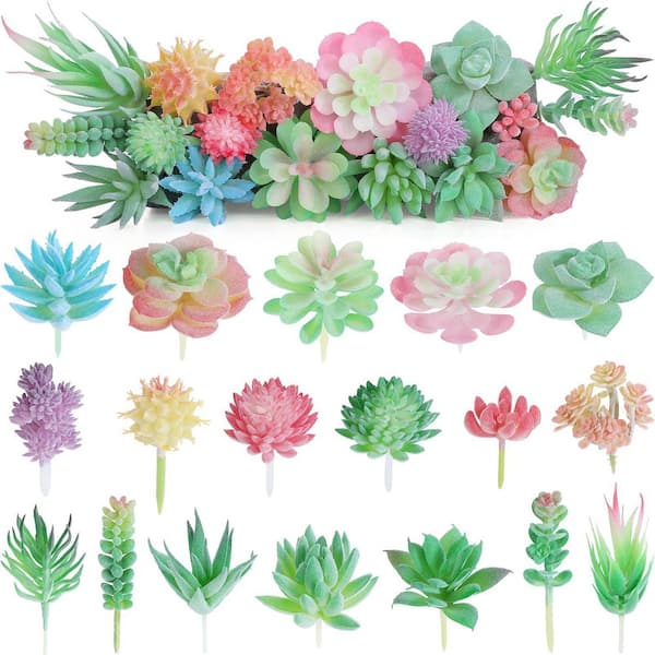 2 in. 18-Piece Pink Faux Succulent Set Artificial Plant Flocked Green  Plastic Unpotted Indoor Outdoor Garden Decor 59C1124D1929 - The Home Depot