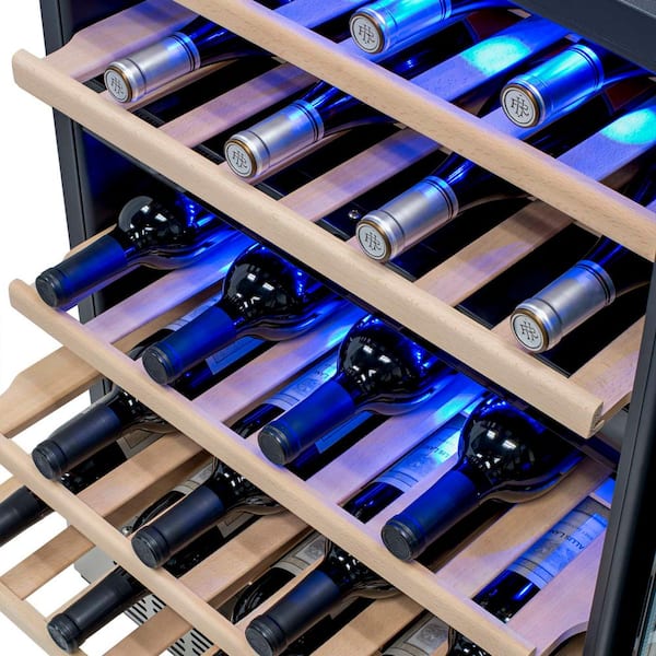 NewAir Wine Fridge | 46 Bottle Capacity Wine Cooler | 24 Black Stainless  Steel Fridge | Dual Zone, Built-in, Under Counter, Freestanding Mini Fridge