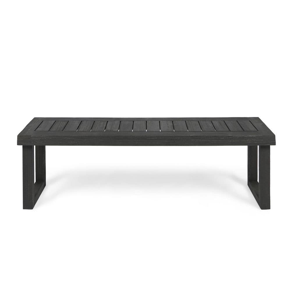 Outdoor Dining Bench 60 in. Dark Grey Acacia Wood Fully Assembled with Slat Panel Design for Patio and Backyard price history on PriceWatchPro