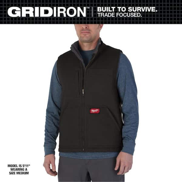 Men's X-Large Black Heavy-Duty Sherpa-Lined Vest with 5-Pockets