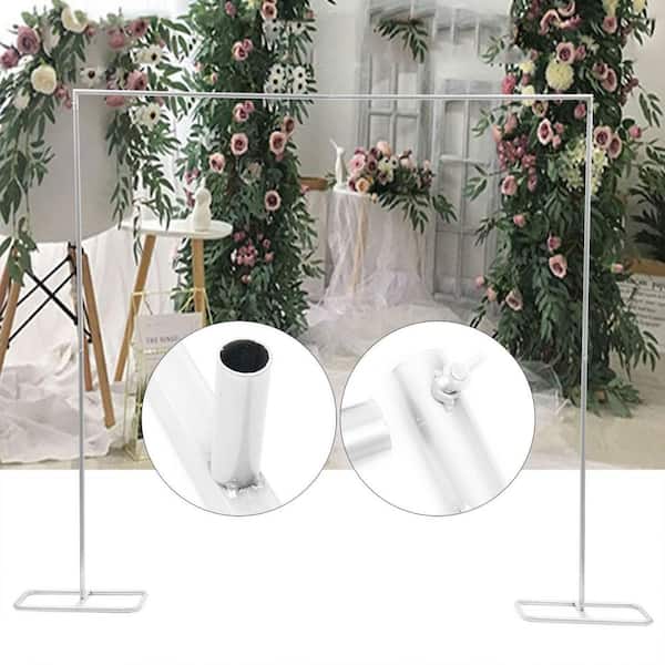 Metal Frame Flower Plant Stand Wreath Ring Centerpiece Outdoor Indoor DIY Decoration Party Wedding Props Round Arch Backdrop Silver 